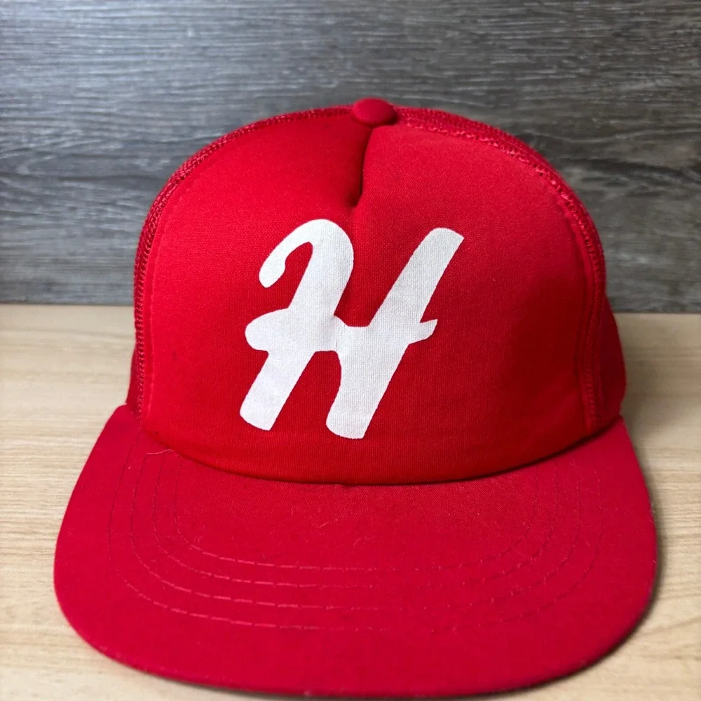 Vintage H Hat‎ Cap Snap Back Youth Red Letter H Trucker 90s